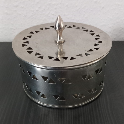 Runde versilberte dose mit - versilberte,