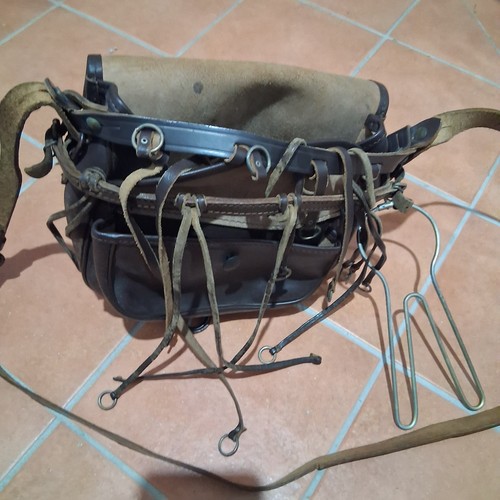 Vintage leder jagdtasche - jagdtasche, /